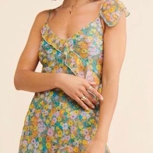 URBAN OUTFITTERS DRESS MULTICOLOR FLORAL SHEER DRESS